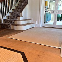 Jacaranda Hexagon Weave. Bespoke rugs templated, supplied & installed with real leather borders