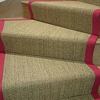 Alternative Flooring Small Boucle Stair Runner. Red Cotton Tape Border
