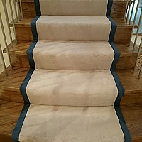 Westex Velvet Magnolia stair runner. Blue cotton tape border.