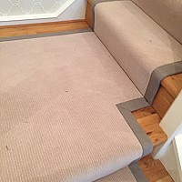 Telenzo Harrow Stair Runner. Grey Cotton tape border.