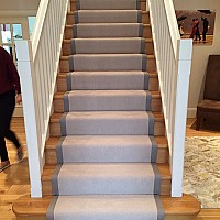 Telenzo Harrow Stair Runner. Grey Cotton tape border.