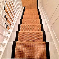 Sisal Malay Dragon Glass stair runner with cotton tape border