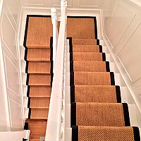 Sisal Malay Dragon Glass stair runner with cotton tape border